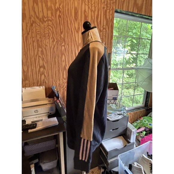 Adidas Sweatshirt womens Essentials Crewneck Logo Colorblock Blue & Tan NWT XL - Picture 6 of 11